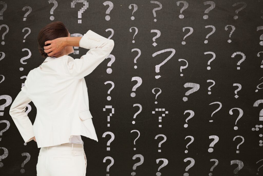 businesswoman with questions